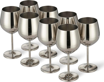 Stainless Steel Silver Wine Glasses