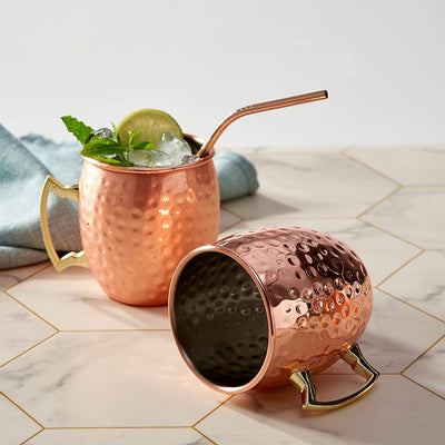 Stainless Steel Moscow Mule Cocktail Mug & Straw Set