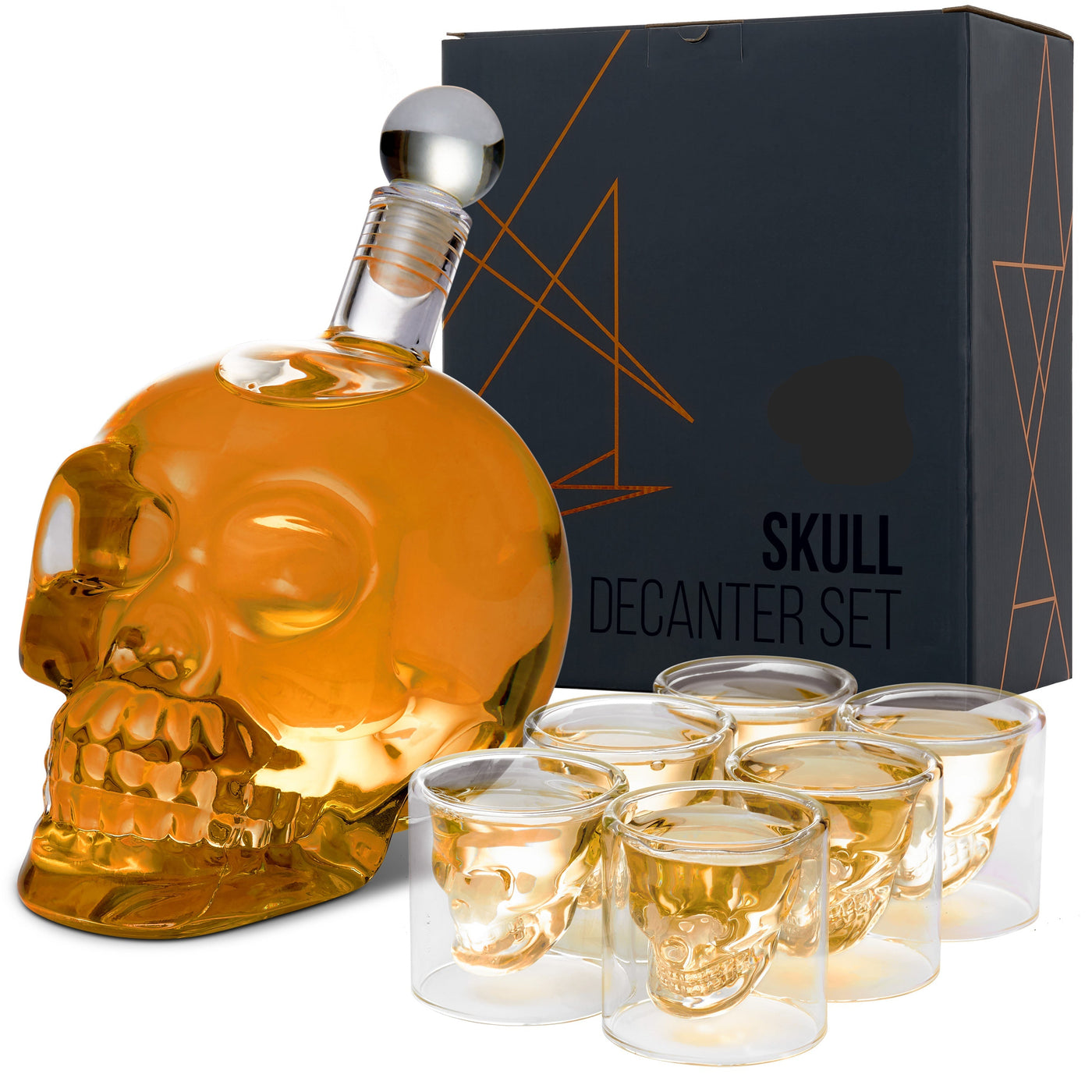 Glass Skull Whiskey Decanter Set