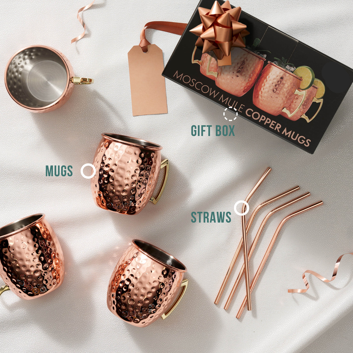 Stainless Steel Moscow Mule Cocktail Mug & Straw Set