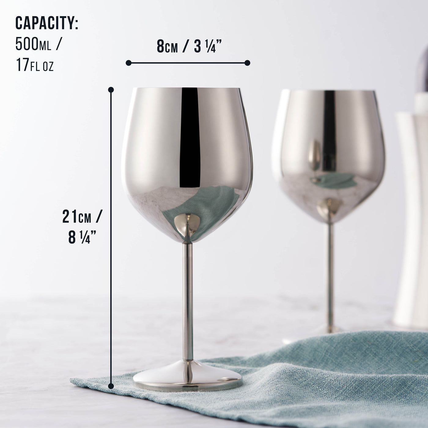 Stainless Steel Silver Wine Glasses