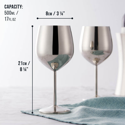 Stainless Steel Silver Wine Glasses
