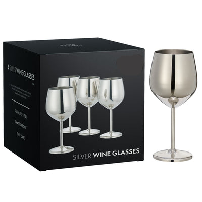 Stainless Steel Silver Wine Glasses