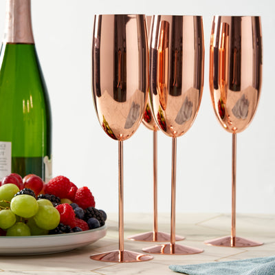 Stainless Steel Rose Gold Champagne Flutes