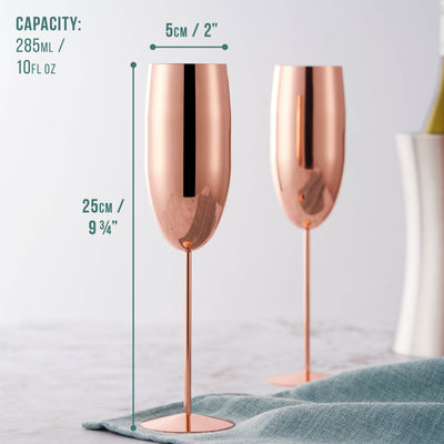 Stainless Steel Rose Gold Champagne Flutes