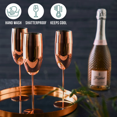 Stainless Steel Rose Gold Champagne Flutes