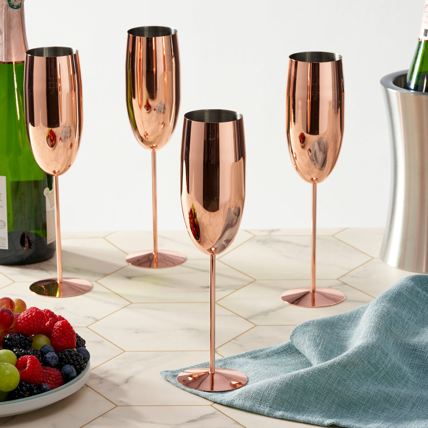Stainless Steel Rose Gold Champagne Flutes