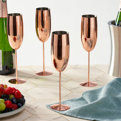 Stainless Steel Rose Gold Champagne Flutes