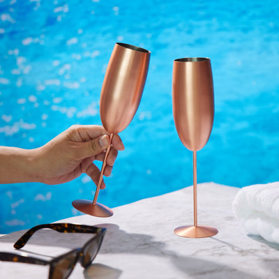 Stainless Steel Matte Rose Gold Champagne Flutes