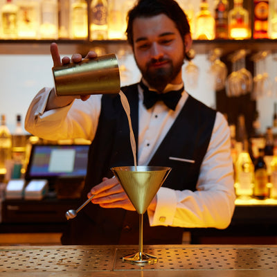 Stainless Steel Gold Martini Cocktail Glasses
