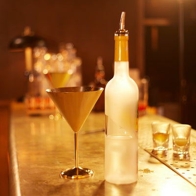 Stainless Steel Gold Martini Cocktail Glasses
